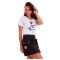 Camiseta - Camiseta Basica Joss Black Flower Branca